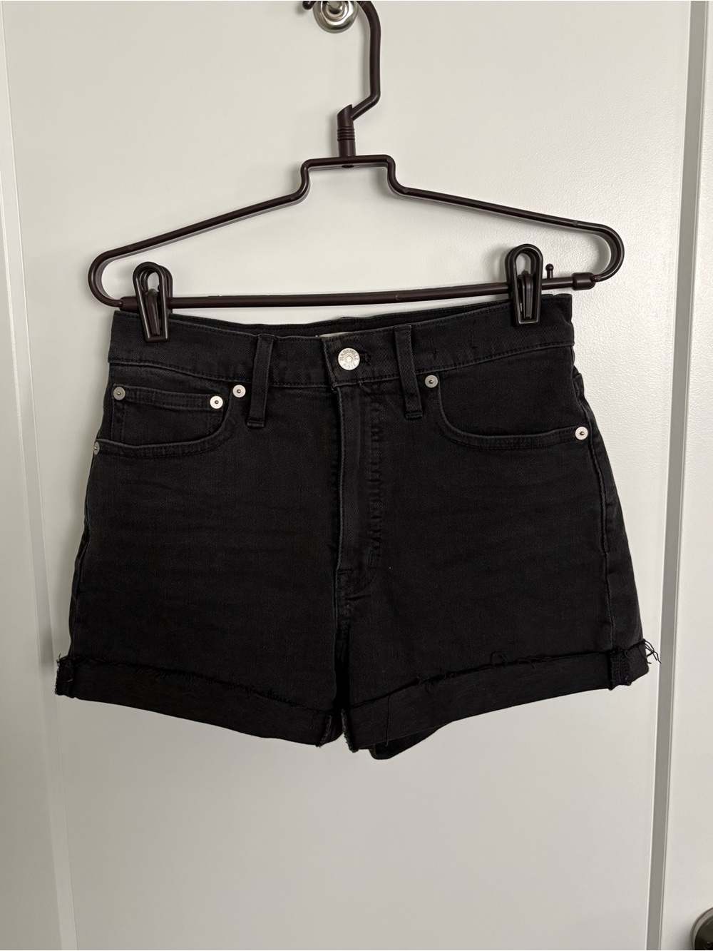 Madewell Black High-Rise Denim Shorts